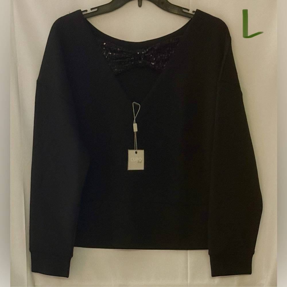 Cupio Black Sweater with Sequin Detail